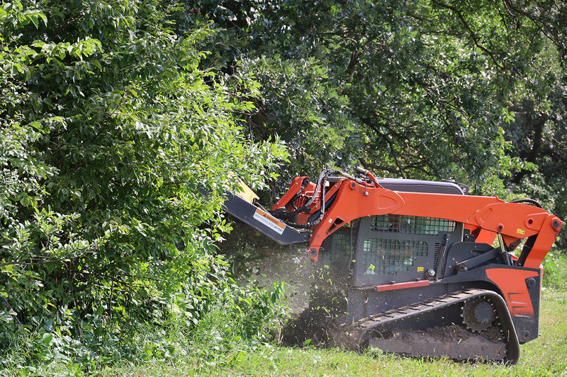 Contoured Deck allows blade to cut ahead of the frame allowing material to clear eliminating plugging or bog-down